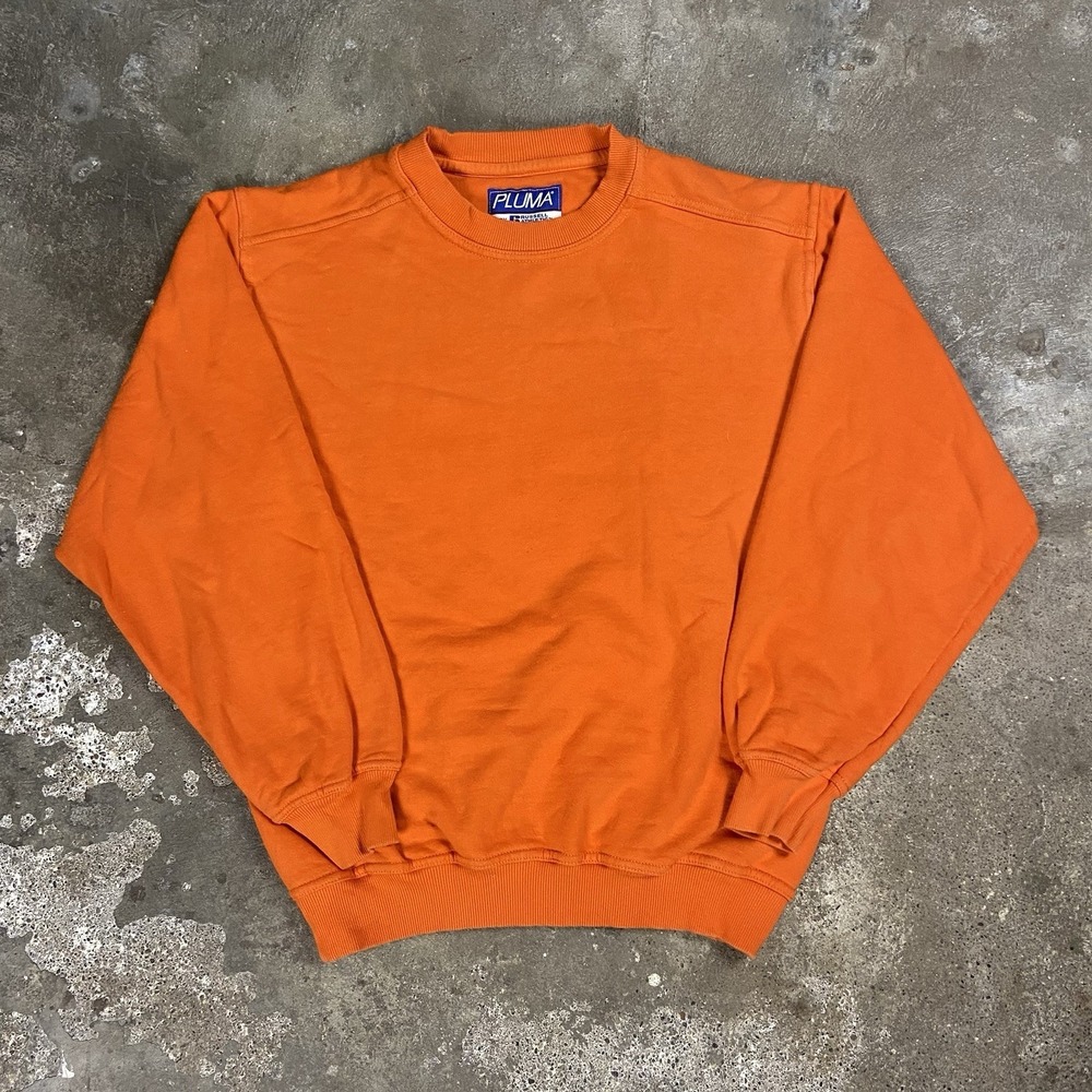 Vintage 90s Pluma Russel Athletic Sweatshirt Size Medium Orange Crewneck Pullovr